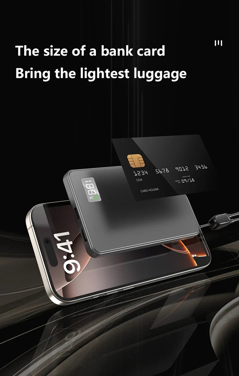 Lenovo Ultra-thin 500000mAh Mobile Power Bank For MagSafe Magnetic Wireless Fast Charge Portable LED Display For iPhone Xiaomi