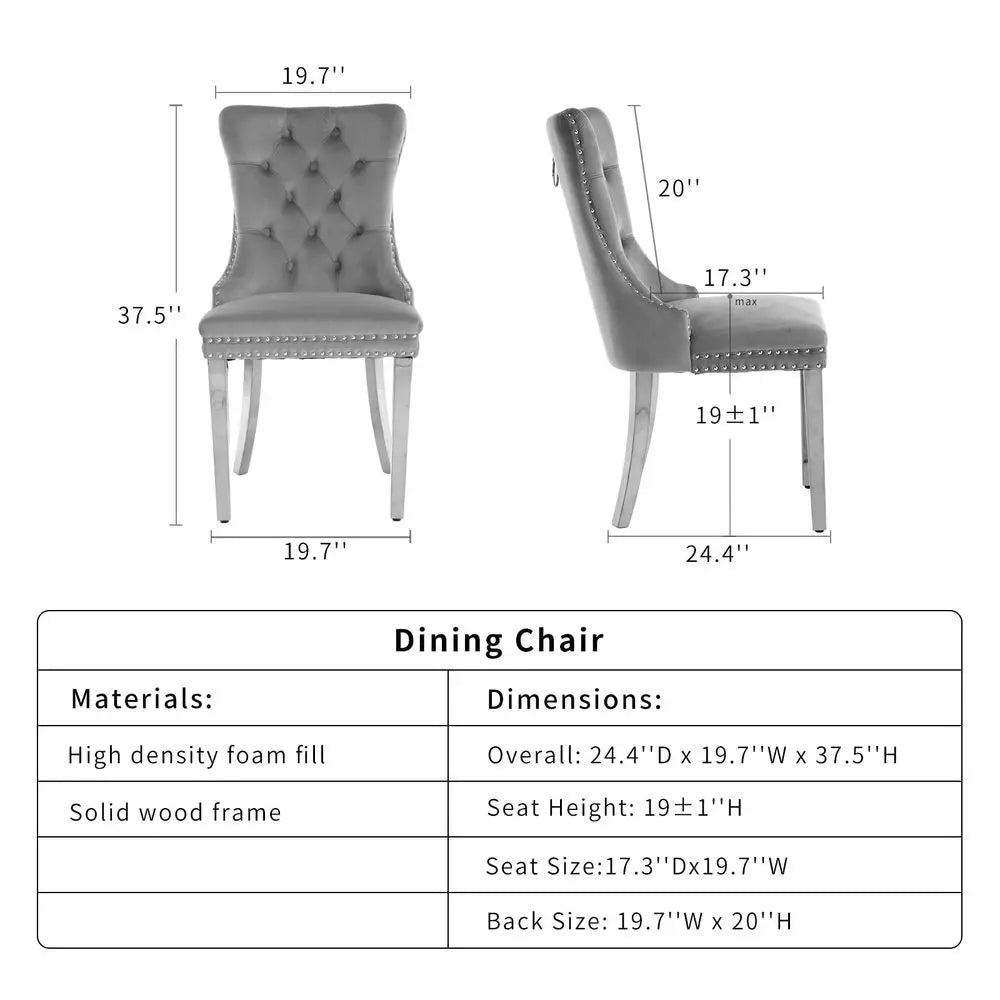 Velvet Dining Chairs Set of 4, Kitchen amp Dining Room Chairs, Fabric Tufted Dinning, Velvet Upholstered, High Wing Back, Pull