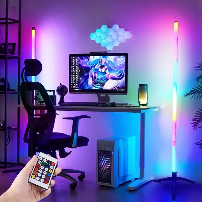 App Controlled RGB Corner Floor Lamp Musical Dimmable for Party Weddings, Holiday Events