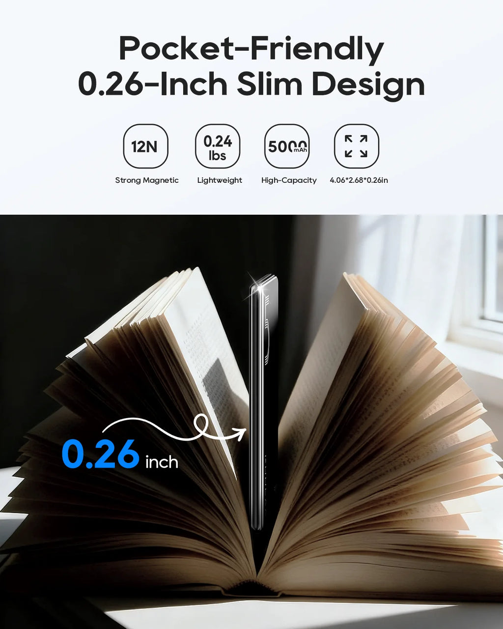KUULAA Power Bank 5000mAh Magnetic Wireless Portable Charger External Battery 20W Fast Charging For iPhone 17 16 15 14 Pro Max