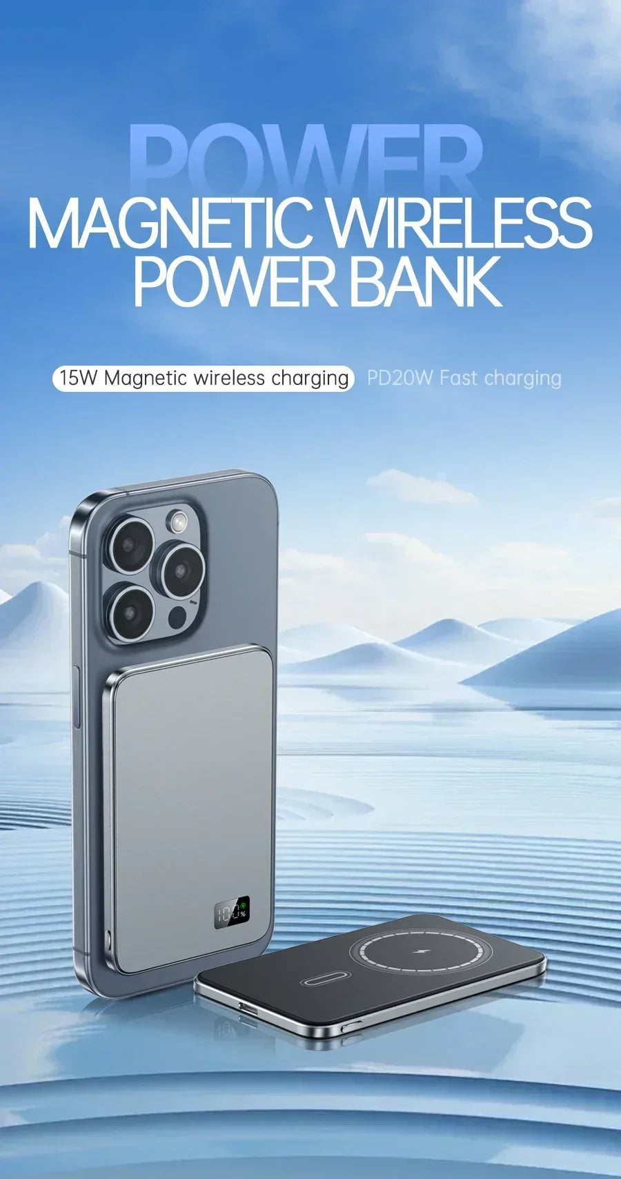 Lenovo Magnetic Wireless 50000mAh Power Bank PD22.5W Super Fast Charging External Battery for Magsafe for iPhone Huawei Samsung