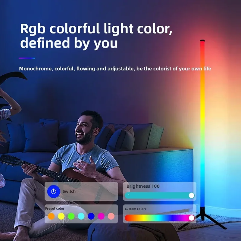 App Controlled RGB Corner Floor Lamp Musical Dimmable for Party Weddings, Holiday Events