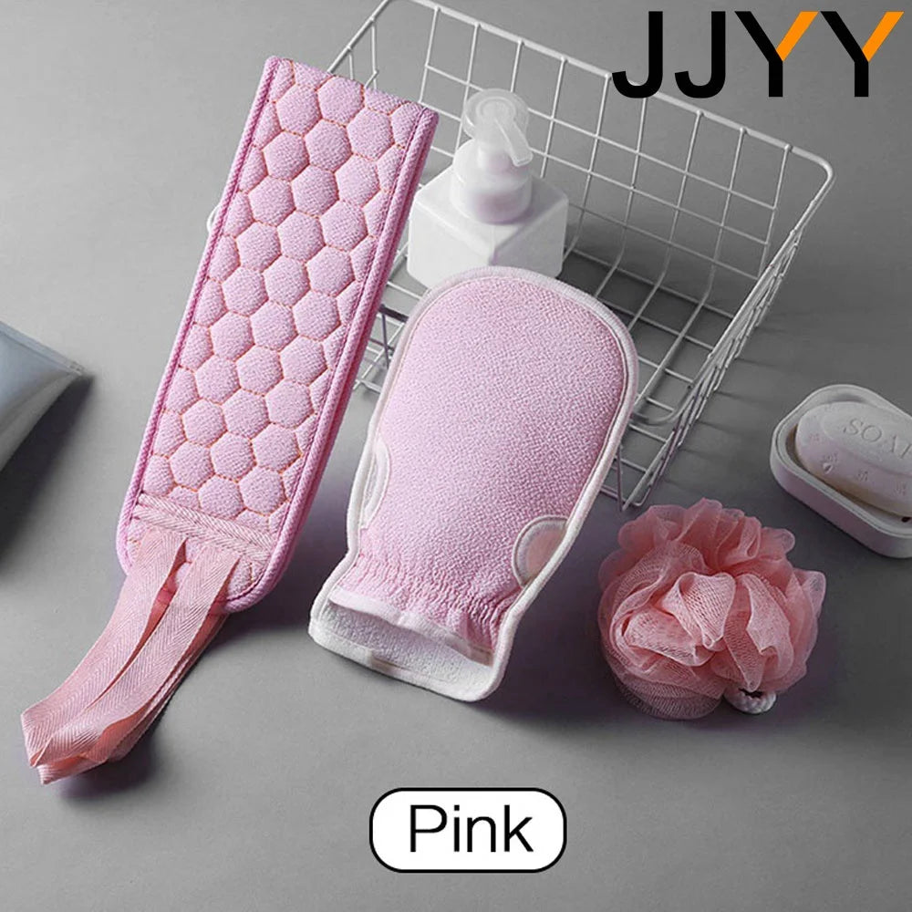 3Pcs/Set Body Cleaning Washcloth Soft Brush Home Hotel Bathroom Shower Ball Back Scrubber Set Exfoliating Skin Towel Bath Gloves