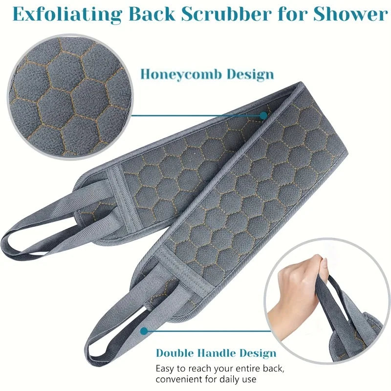 3pcs Bath Back Exfoliating Set, Loofah Sponge, Bath Glove, Exfoliating Bath Washcloth Towel, Back Scrubber for Shower