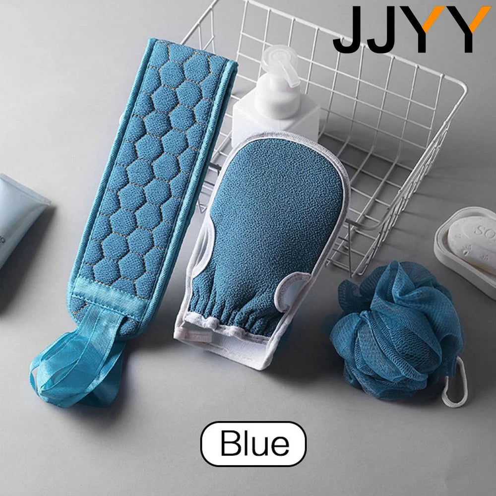 3Pcs/Set Body Cleaning Washcloth Soft Brush Home Hotel Bathroom Shower Ball Back Scrubber Set Exfoliating Skin Towel Bath Gloves