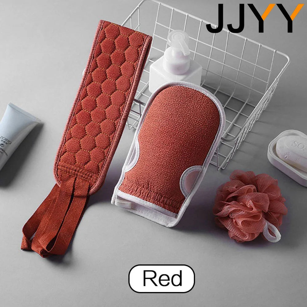 3Pcs/Set Body Cleaning Washcloth Soft Brush Home Hotel Bathroom Shower Ball Back Scrubber Set Exfoliating Skin Towel Bath Gloves