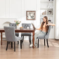 Garden Chairs Set of 4, Upholstered Dining Chairs with Ring Pull Trim and Button Back, Luxury Tufted Dining Chair