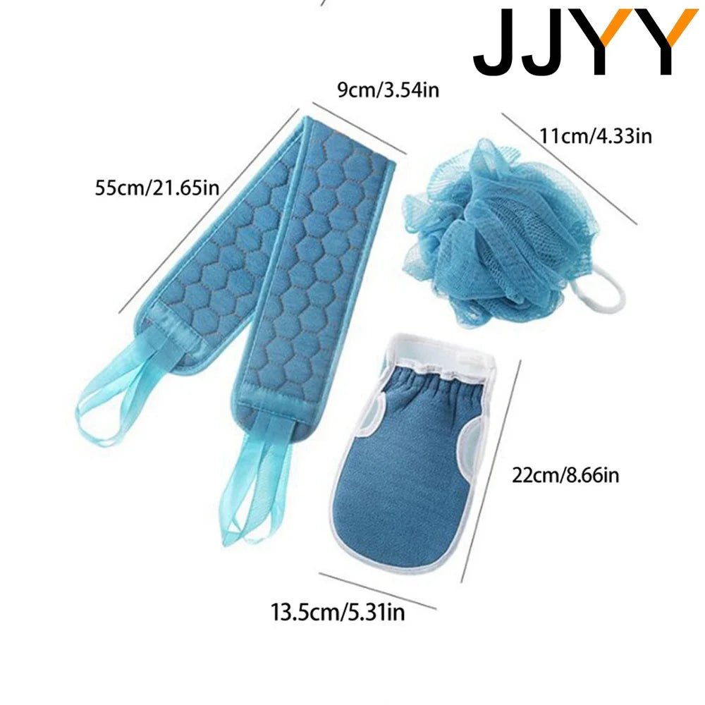 3Pcs/Set Body Cleaning Washcloth Soft Brush Home Hotel Bathroom Shower Ball Back Scrubber Set Exfoliating Skin Towel Bath Gloves