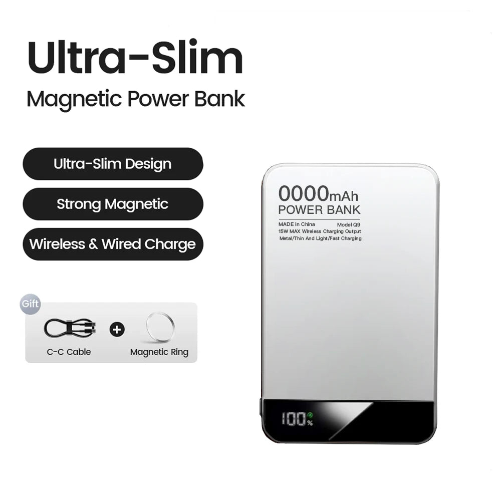 10000mAh Ultra Slim MagSafe Power Bank 20W Magnetic Wireless Fast Charging CCC Portable Battery For Apple Watch iPhone Samsung