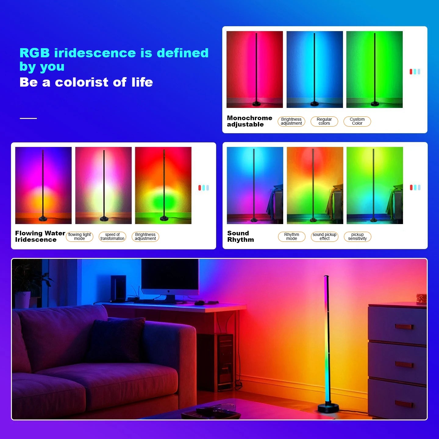 Floor Lamp DC 5V RGB Dream Color with Music Sync
