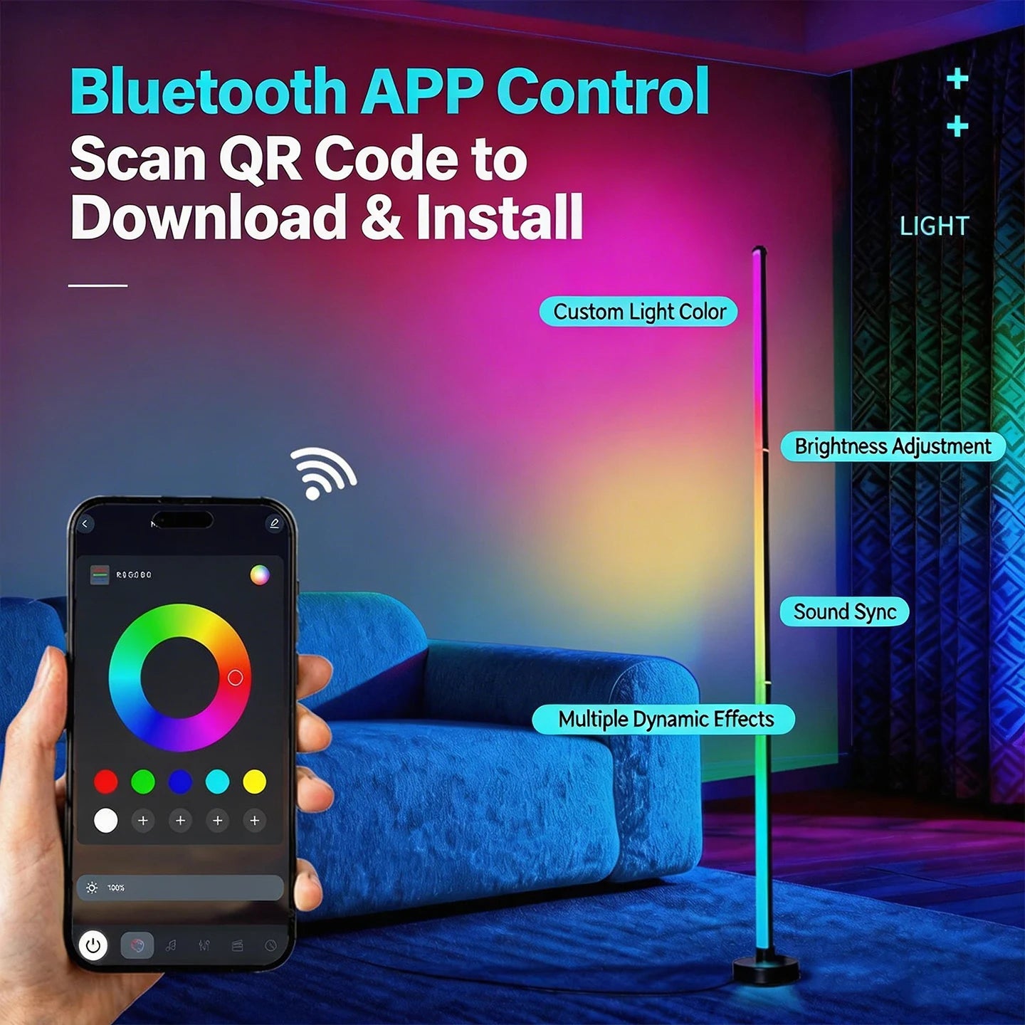 Floor Lamp DC 5V RGB Dream Color with Music Sync