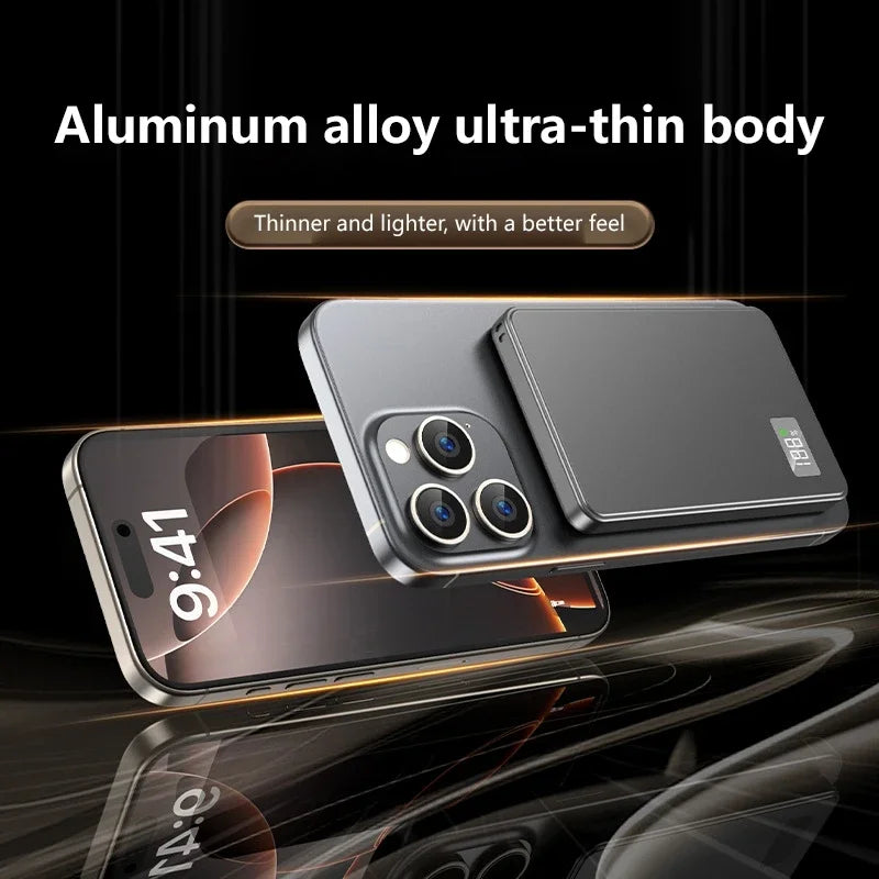 Lenovo Ultra-thin 500000mAh Mobile Power Bank For MagSafe Magnetic Wireless Fast Charge Portable LED Display For iPhone Xiaomi