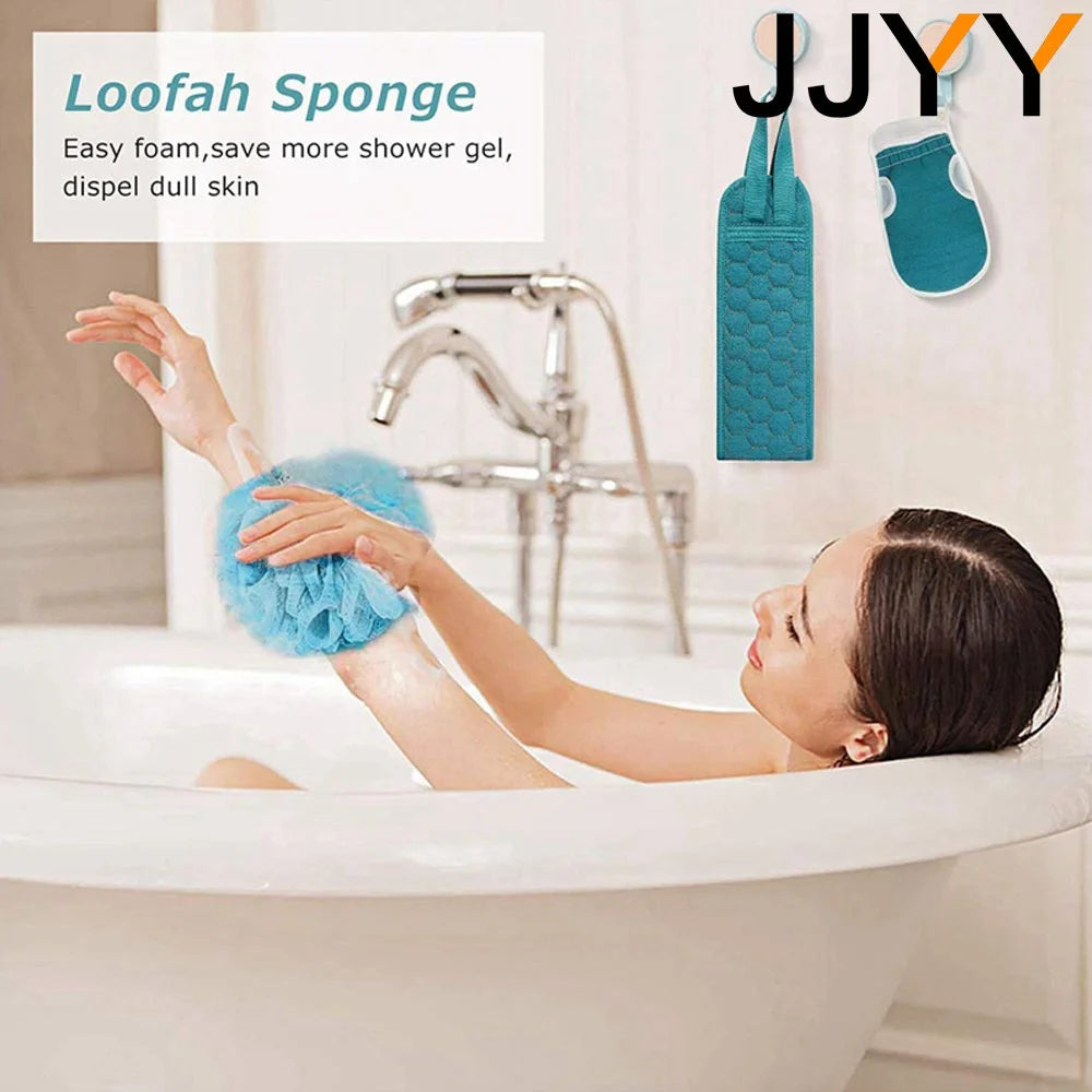 3Pcs/Set Body Cleaning Washcloth Soft Brush Home Hotel Bathroom Shower Ball Back Scrubber Set Exfoliating Skin Towel Bath Gloves