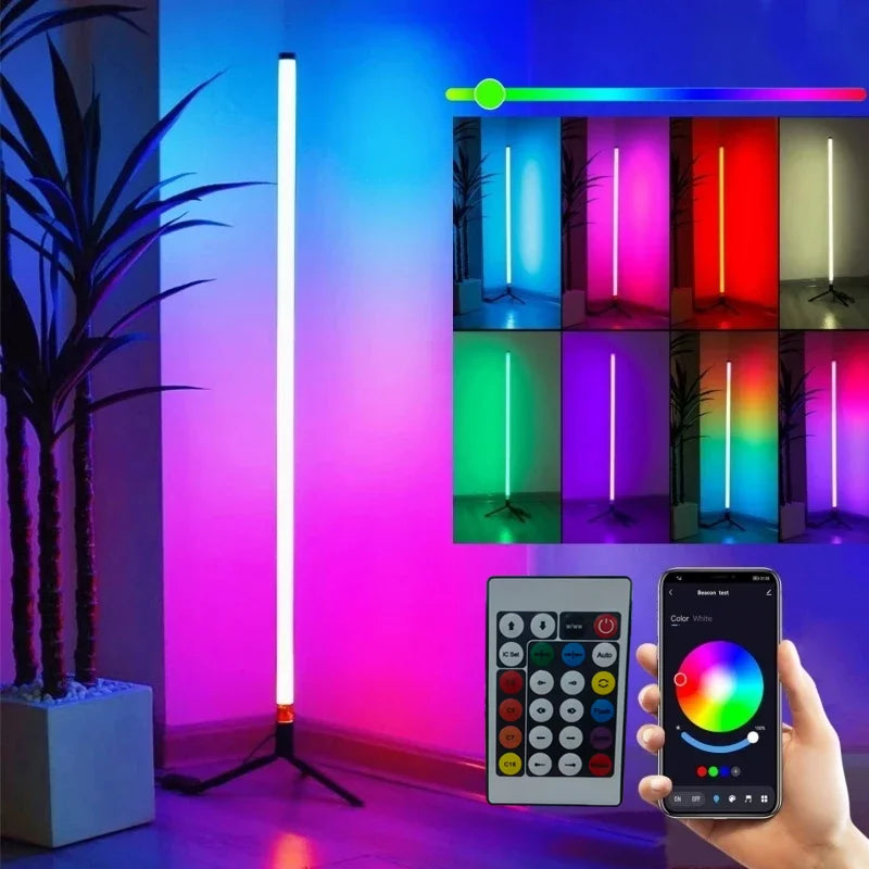 App Controlled RGB Corner Floor Lamp Musical Dimmable for Party Weddings, Holiday Events
