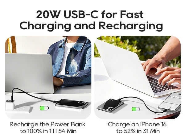 KUULAA Power Bank 5000mAh Magnetic Wireless Portable Charger External Battery 20W Fast Charging For iPhone 17 16 15 14 Pro Max